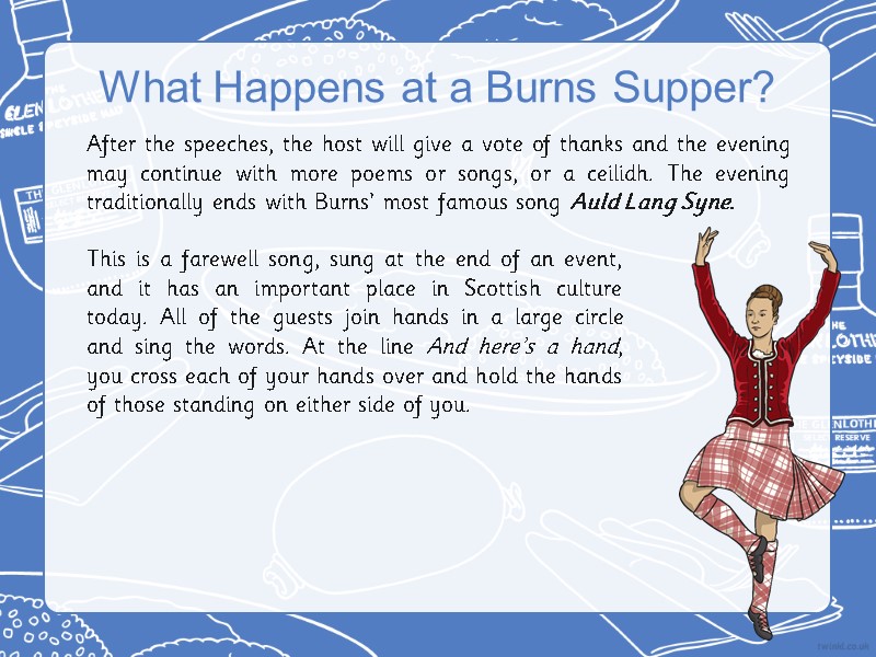 This is a farewell song, sung at the end of an event, and it